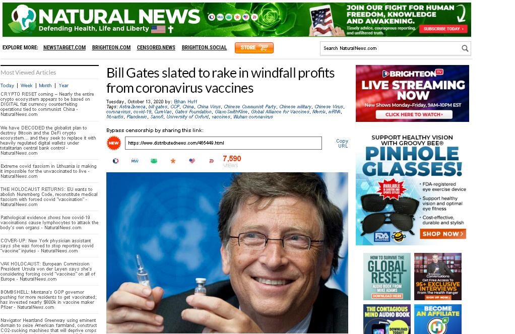 Скриншот страницы сайта naturalnews.com