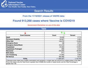 From the 11/19/21 release of VAERS data